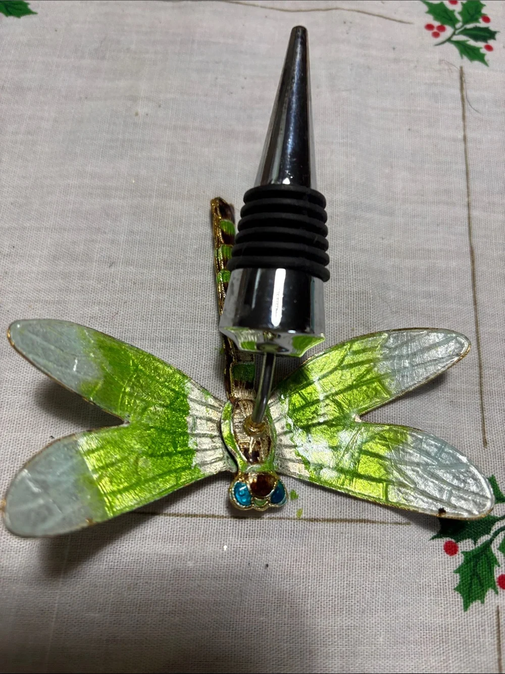 Green Dragonfly Wine Stopper
